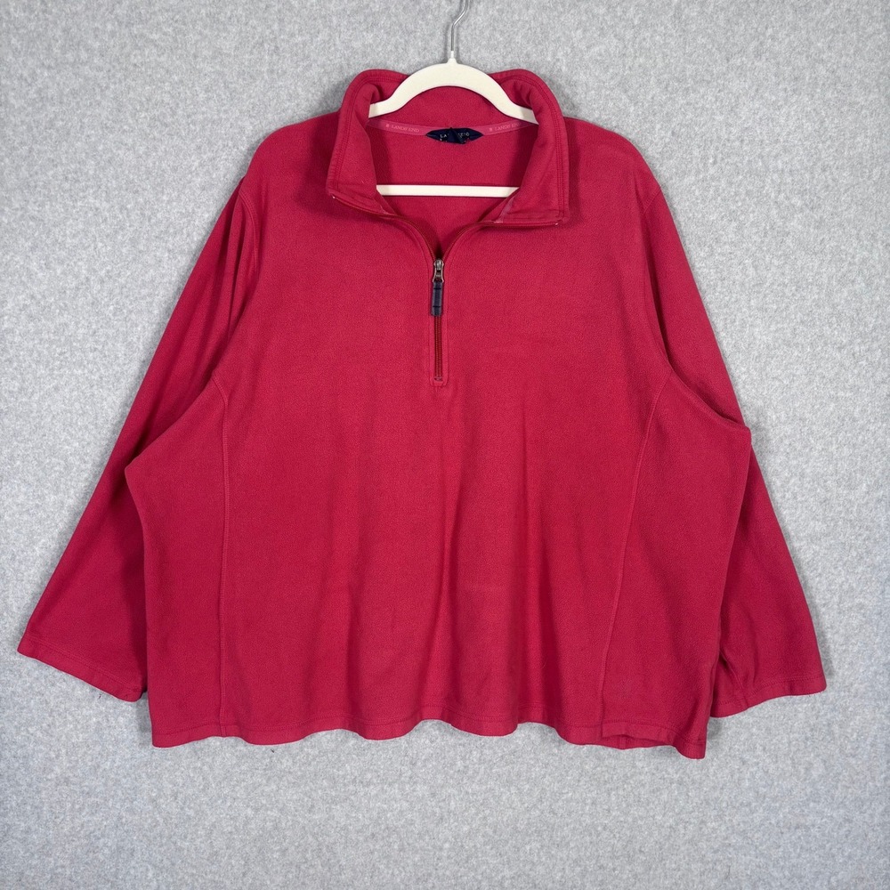 Lands End Fleece 1/4 Zip Pullover Sweatshirt‎ 4X Berry Layer Cozy Warm Thermal